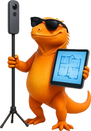 Igu holding a floor plan on a tablet