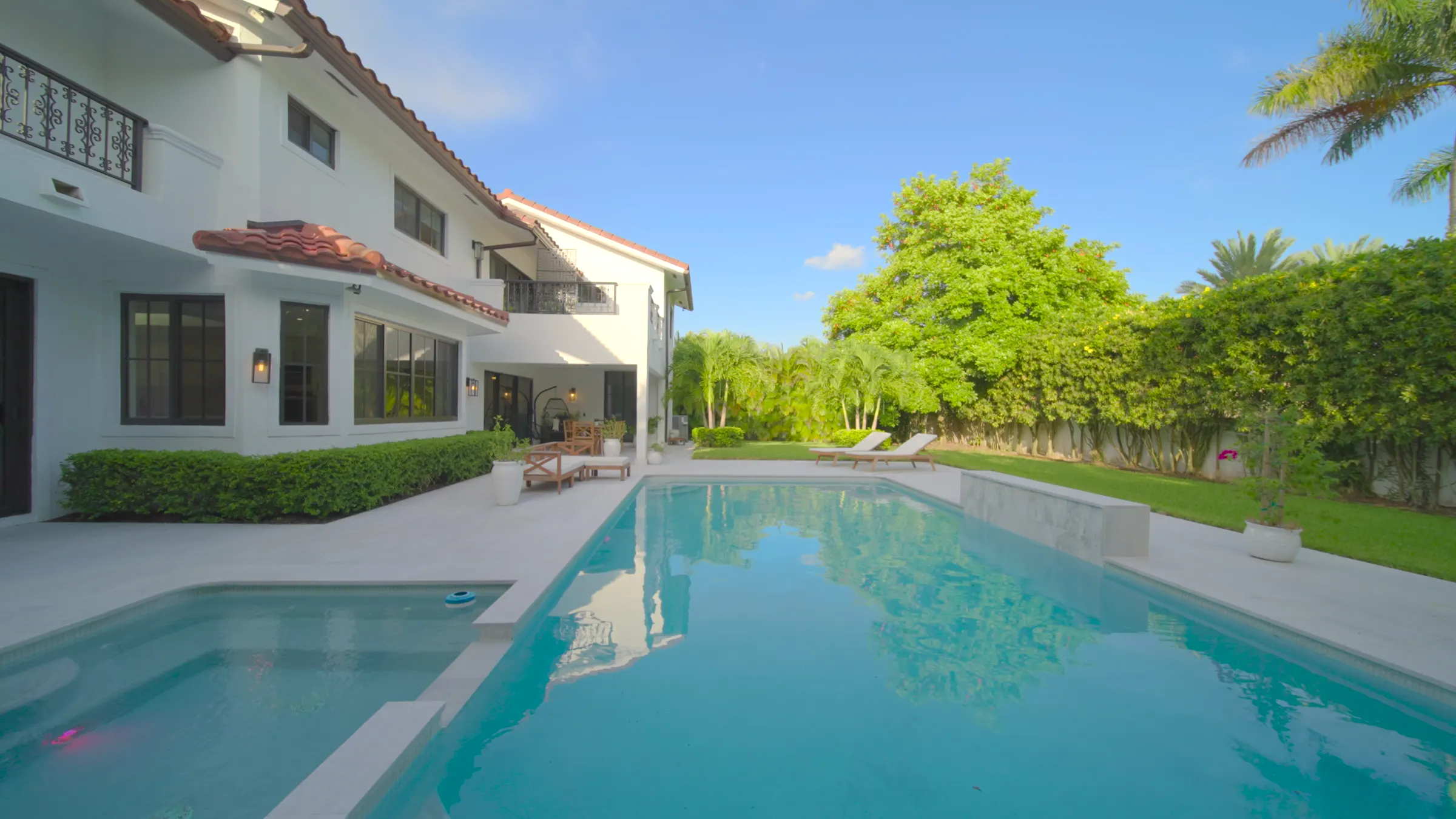 Pool and patio in the afternoon light